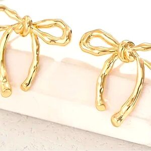 Gold Bowknot Stud Earrings